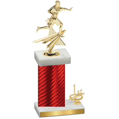 Accented Single Red Carbon Fiber First Place Flag Football Trophy