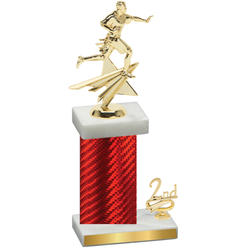 Accented Single Red Carbon Fiber Second Place Flag Football Trophy