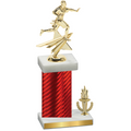 Accented Single Red Carbon Fiber Victory Flag Football Trophy