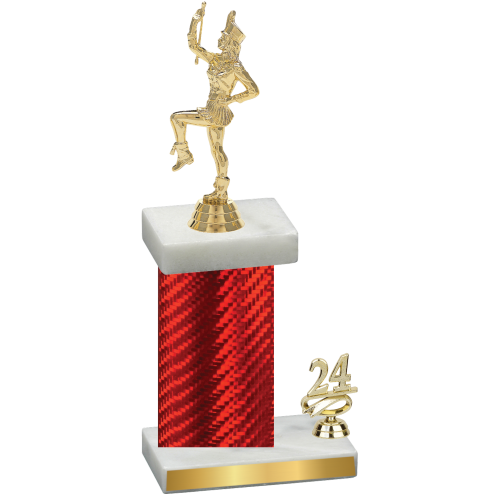 Accented Single Red Carbon Fiber Year Majorette Trophy