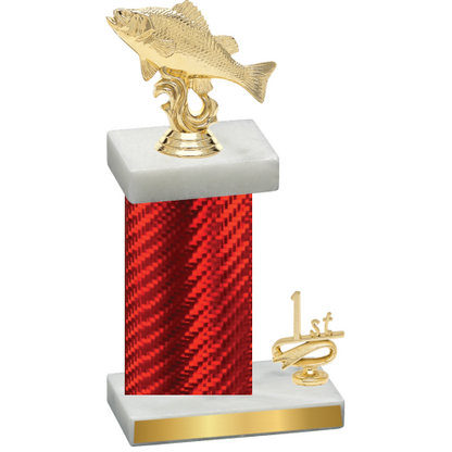 Accented Single Red Carbon Fiber First Place Fishing Trophy