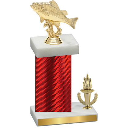 Accented Single Red Carbon Fiber Victory Fishing Trophy