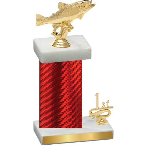 Accented Single Red Carbon Fiber First Place Fishing Trophy