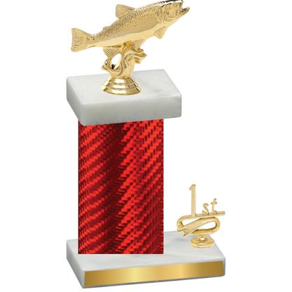 Accented Single Red Carbon Fiber First Place Fishing Trophy