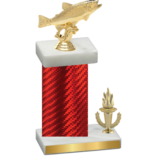 Accented Single Red Carbon Fiber Victory Fishing Trophy