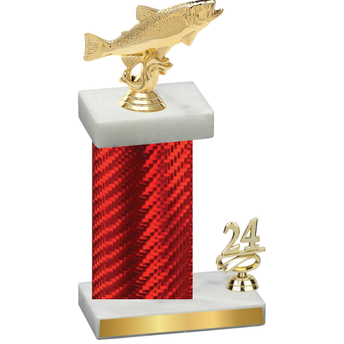 Accented Single Red Carbon Fiber Year Fishing Trophy