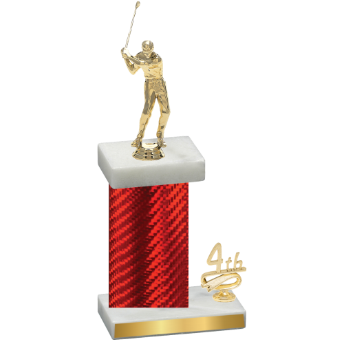 Accented Single Red Carbon Fiber Fourth Place Golf Trophy