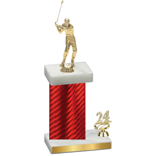 Accented Single Red Carbon Fiber Year Golf Trophy