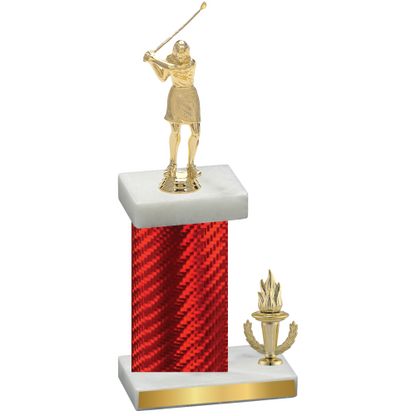 Accented Single Red Carbon Fiber Victory Golf Trophy