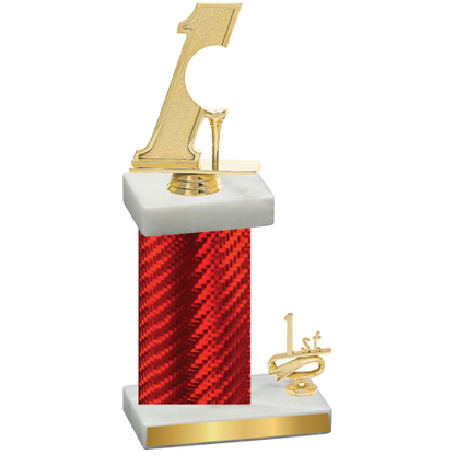 Accented Single Red Carbon Fiber First Place Golf Trophy