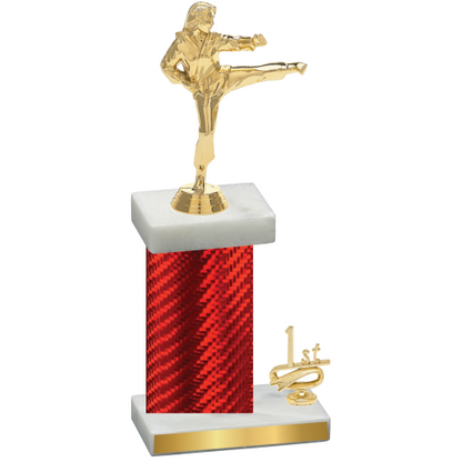 Accented Single Red Carbon Fiber First Place Karate Trophy