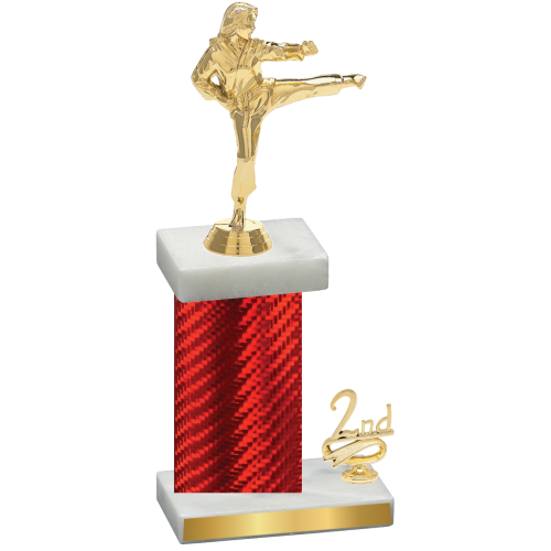 Accented Single Red Carbon Fiber Second Place Karate Trophy