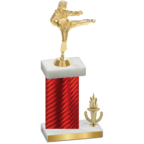 Accented Single Red Carbon Fiber Victory Karate Trophy