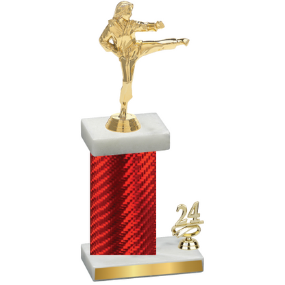 Accented Single Red Carbon Fiber Year Karate Trophy