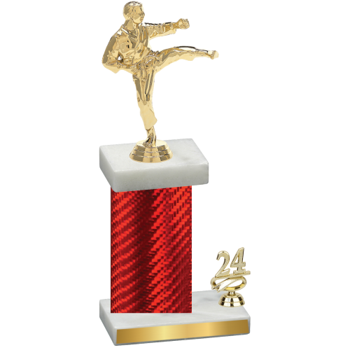 Accented Single Red Carbon Fiber Year Karate Trophy