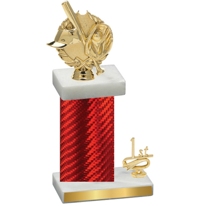 Accented Single Red Carbon Fiber First Place Baseball Trophy