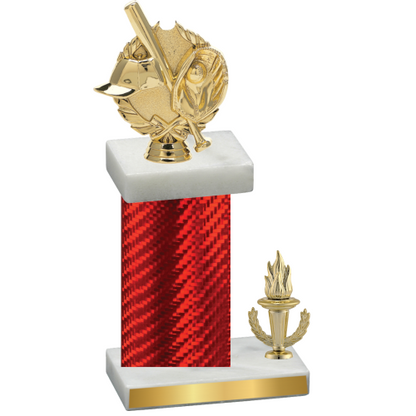 Accented Single Red Carbon Fiber Victory Baseball Trophy