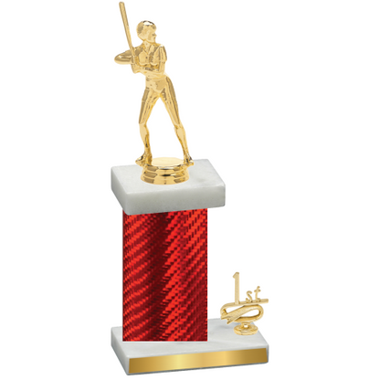 Accented Single Red Carbon Fiber First Place Softball Trophy