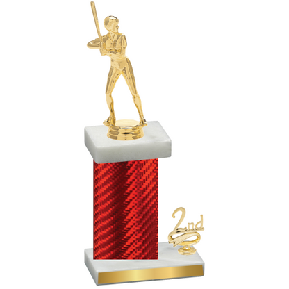 Accented Single Red Carbon Fiber Second Place Softball Trophy