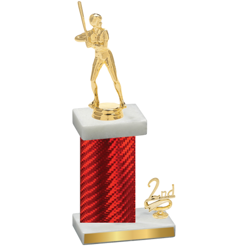 Accented Single Red Carbon Fiber Second Place Softball Trophy