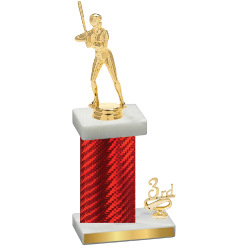 Accented Single Red Carbon Fiber Third Place Softball Trophy