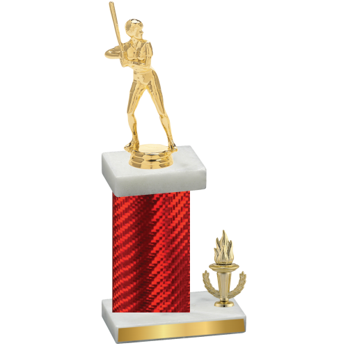 Accented Single Red Carbon Fiber Victory Softball Trophy