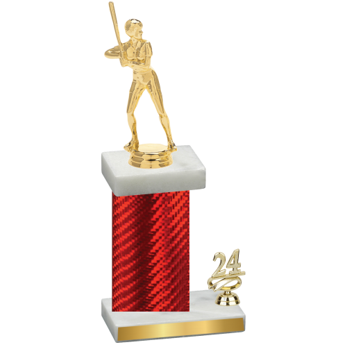 Accented Single Red Carbon Fiber Year Softball Trophy