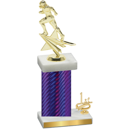 Accented Single Purple Carbon Fiber First Place Football Trophy