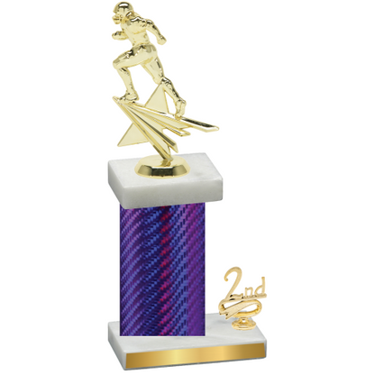 Accented Single Purple Carbon Fiber Second Place Football Trophy