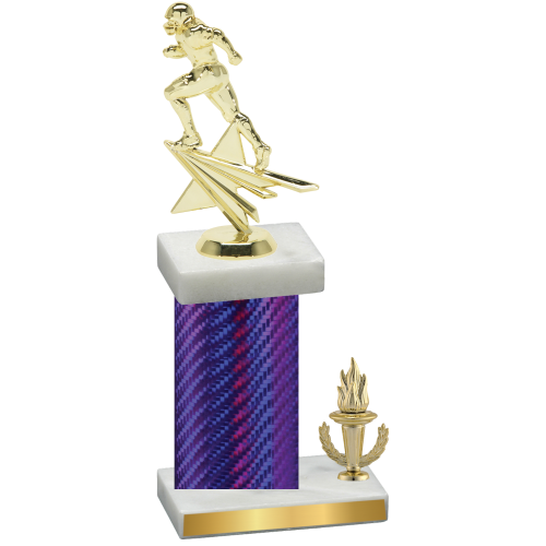 Accented Single Purple Carbon Fiber Victory Football Trophy