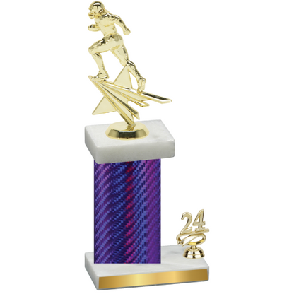 Accented Single Purple Carbon Fiber Year Football Trophy