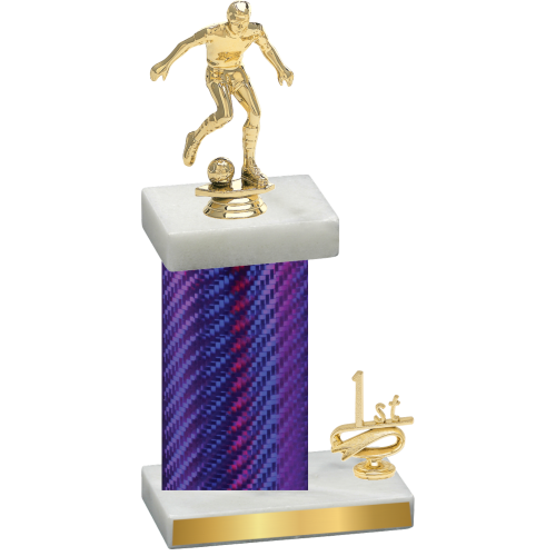 Accented Single Purple Carbon Fiber First Place Soccer Trophy