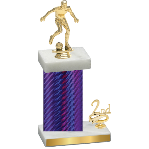 Accented Single Purple Carbon Fiber Second Place Soccer Trophy