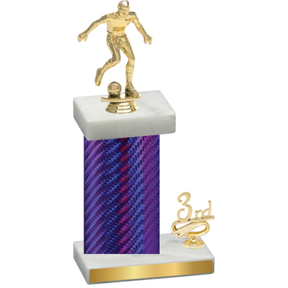 Accented Single Purple Carbon Fiber Third Place Soccer Trophy