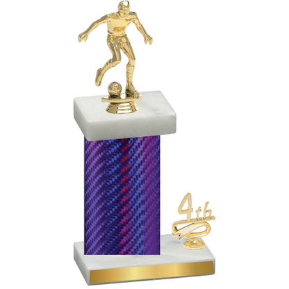 Accented Single Purple Carbon Fiber Fourth Place Soccer Trophy