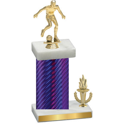 Accented Single Purple Carbon Fiber Victory Soccer Trophy