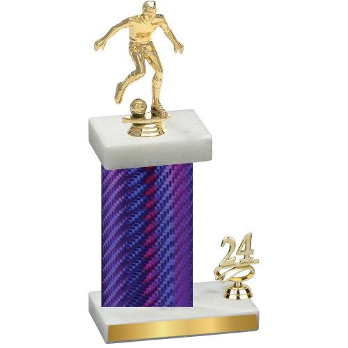 Accented Single Purple Carbon Fiber Year Soccer Trophy