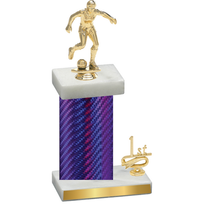 Accented Single Purple Carbon Fiber First Place Soccer Trophy