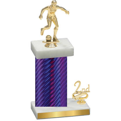 Accented Single Purple Carbon Fiber Second Place Soccer Trophy