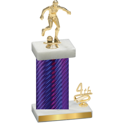 Accented Single Purple Carbon Fiber Fourth Place Soccer Trophy
