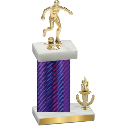 Accented Single Purple Carbon Fiber Victory Soccer Trophy