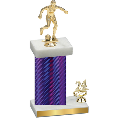 Accented Single Purple Carbon Fiber Year Soccer Trophy