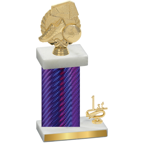 Accented Single Purple Carbon Fiber First Place Soccer Trophy