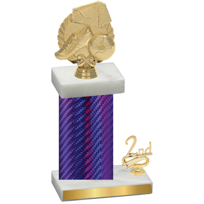 Accented Single Purple Carbon Fiber Second Place Soccer Trophy