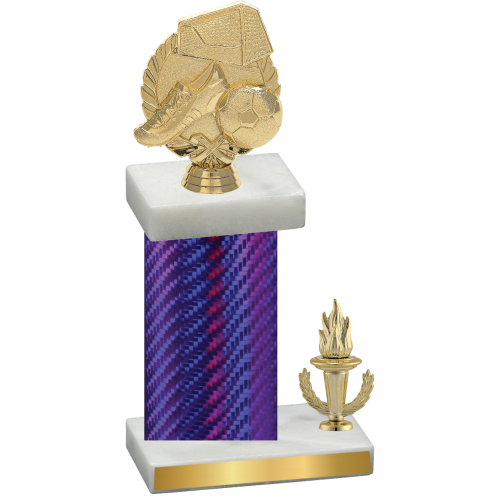 Accented Single Purple Carbon Fiber Victory Soccer Trophy