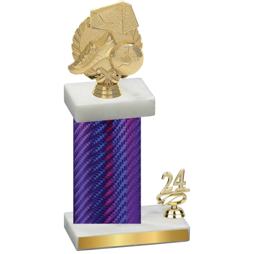 Accented Single Purple Carbon Fiber Year Soccer Trophy