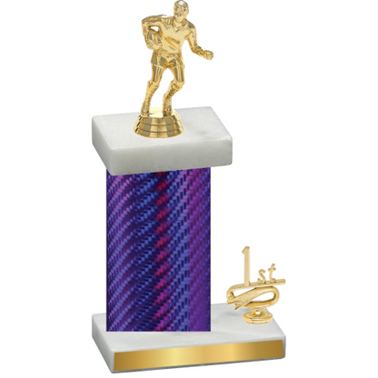 Accented Single Purple Carbon Fiber First Place Rugby Trophy