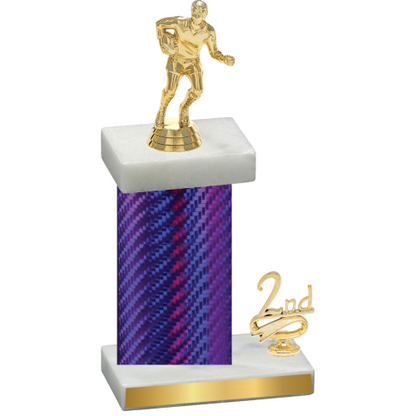 Accented Single Purple Carbon Fiber Second Place Rugby Trophy