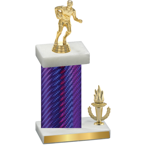 Accented Single Purple Carbon Fiber Victory Rugby Trophy