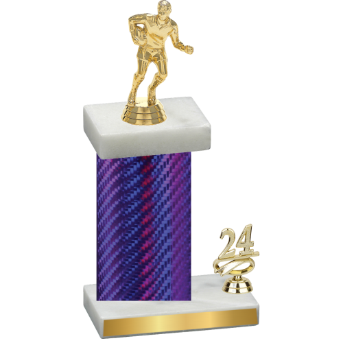 Accented Single Purple Carbon Fiber Year Rugby Trophy